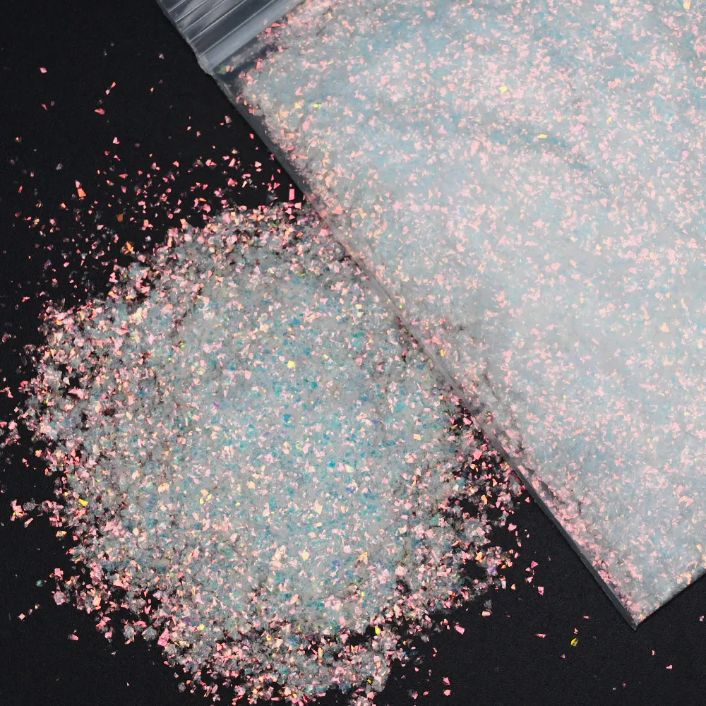 50g/bag White Iridescent Nail Glitter Sequins Transparent Irregular Aurora Paillette 3D Shell Flakes For Manicure Decoration nail glitter nail decoration nail decorations nail flakes