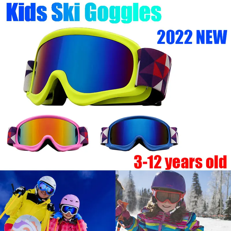 JSJM-Lunettes de ski anti-buée à double couche pour enfants