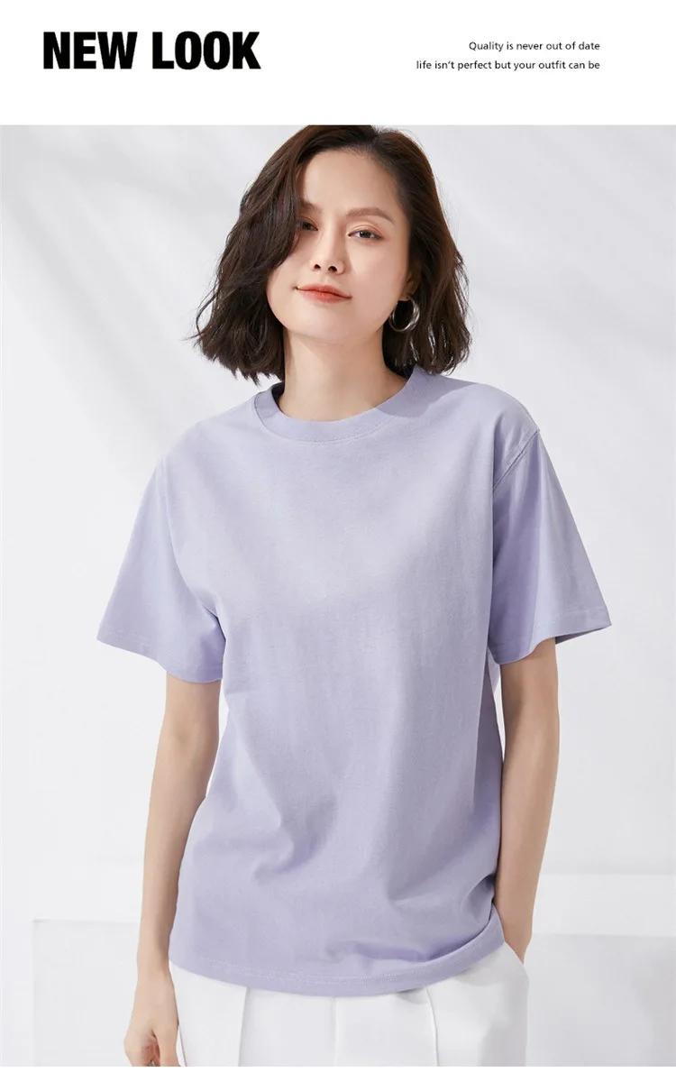 Women T-shirts 2024 Summer Tops Solid Short Sleeve Loose O-neck 100% Cotton Casual Ladies Shirts Harajuku Korean Woman Tshirts