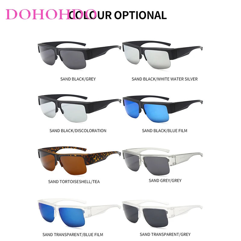 Vintage Half-Frame Polarized Sunglasses with Photochromic Black Lenses