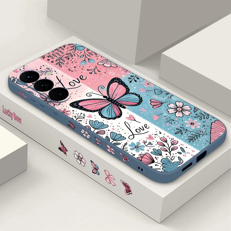 Blue Pink Butterfly Flowers Phone Case