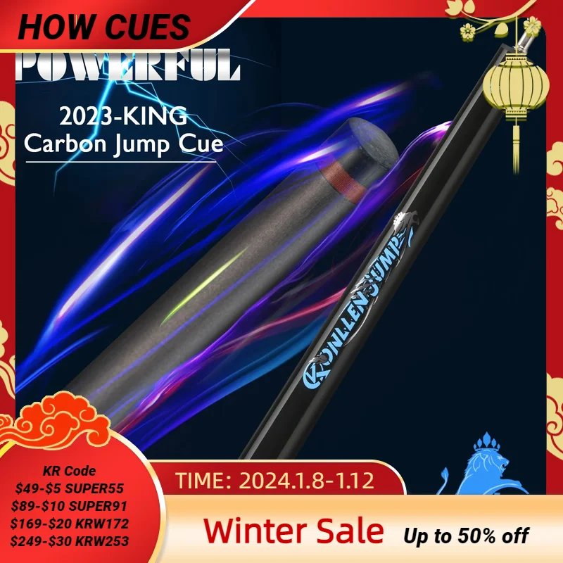 

KONLLEN Cue 2 Pieces Jump Cue Carbon Fiber Black Technology 12.9mm Uniloc Joint Professional Break Jump Cue Stick