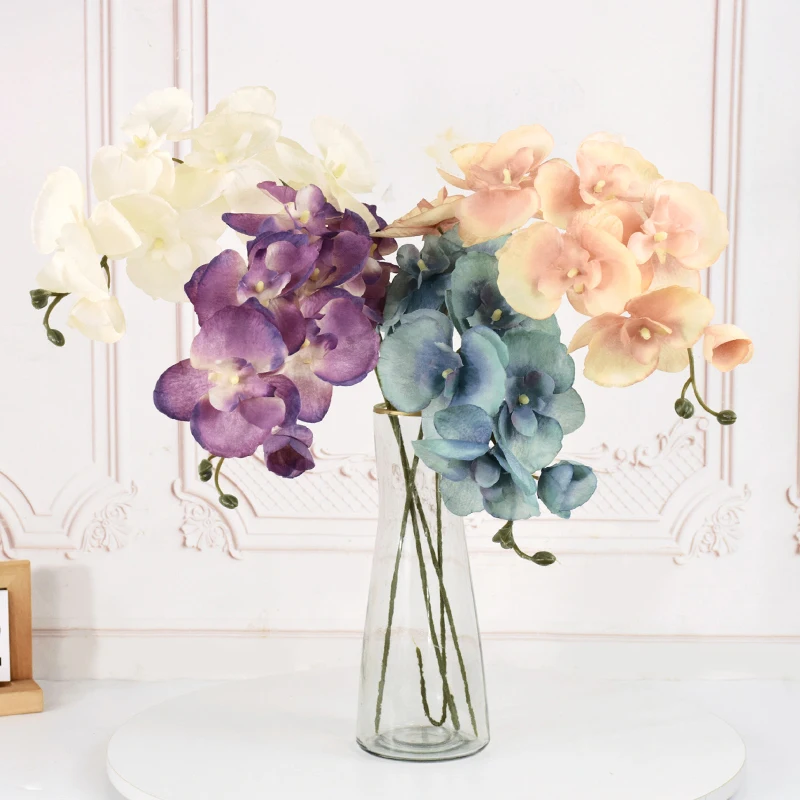 8Heads Artificial Butterfly Orchid Flower for Home Room Garden Decoration DIY Wedding Bouquet Real Touch Silk Phalaenopsis Plant