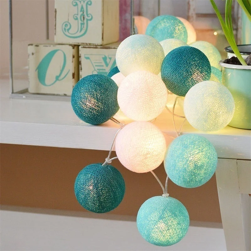 20 LED Cotton Ball Garland String Lights Christmas Fairy Lighting Strings for Outdoor Holiday Wedding Xmas Party Home Decoration hanging fairy lights String Lights