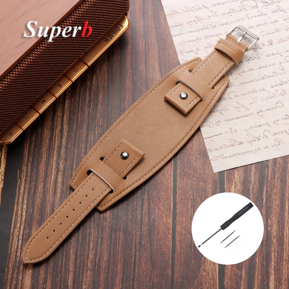 Vintage Leather Watchband in Black or Brown - Premium Men's Watch Strap Accessory