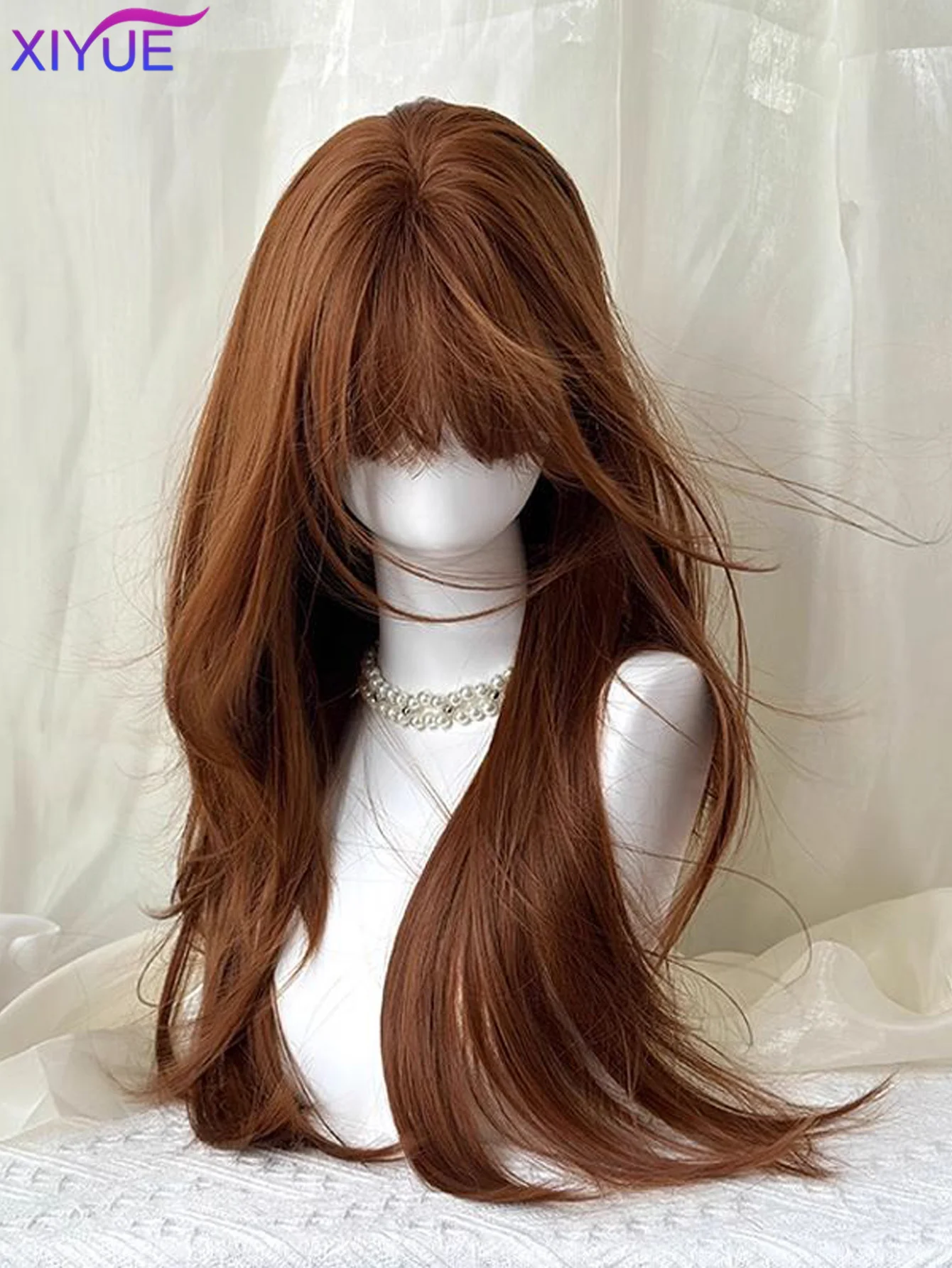 Synthetic Wigs Fluffy Natural Long Curly Hair Headband Style Wig Cosplay Daily Use 30inch Pumpkin Color Halloween Wigs