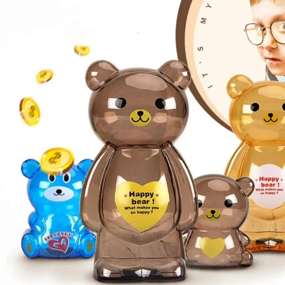 Creativo piccolo orso salvadanaio trasparente moneta di carta salvadanaio carino cassetta di sicurezza regalo di festa per bambini decorazione Desktop