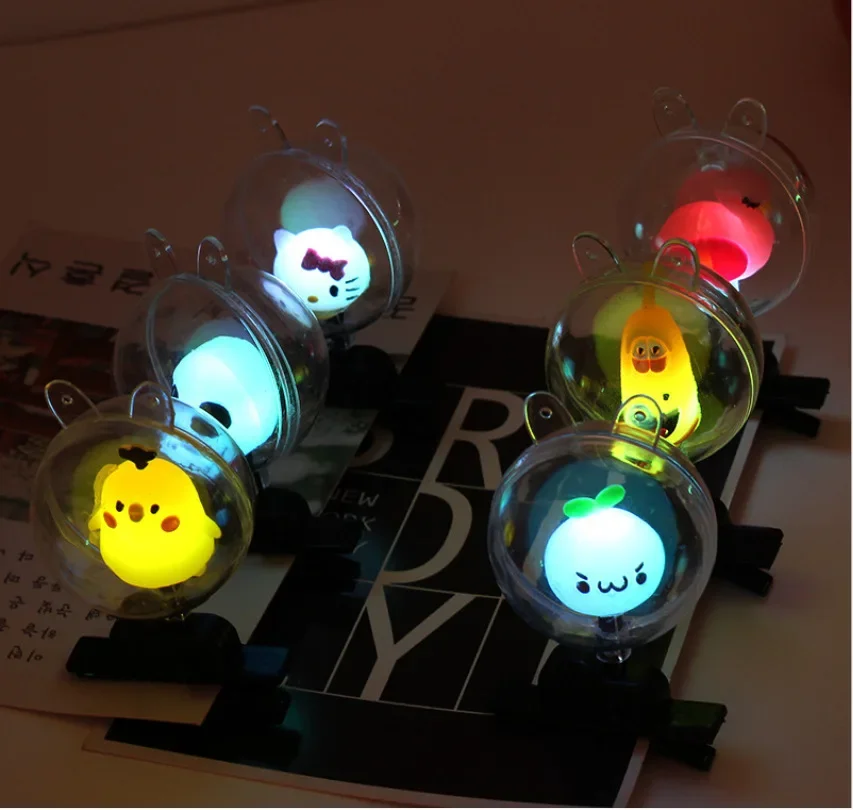 10pcs LED Flash Bobo Ball Hairpin Cute Flash Children's Headdress Hair Band Hairpin Luminous Transparent Ball Girls Gift