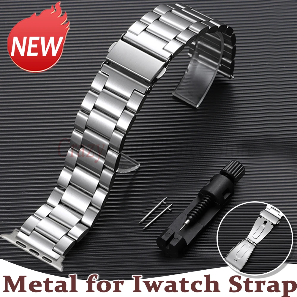 Premium Stainless Steel Watchband with Press Clasp – Elegant Replacement Strap
