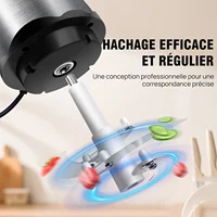 BRIEFNESS Mixeur Électrique 500W 2L 2 Vitesses avec Bol en Verre - Hachoir à Viande, Légumes, Fruits, Noix - Robot Cuisine Multifonction pour Broyage, Mixage, Découpe 2