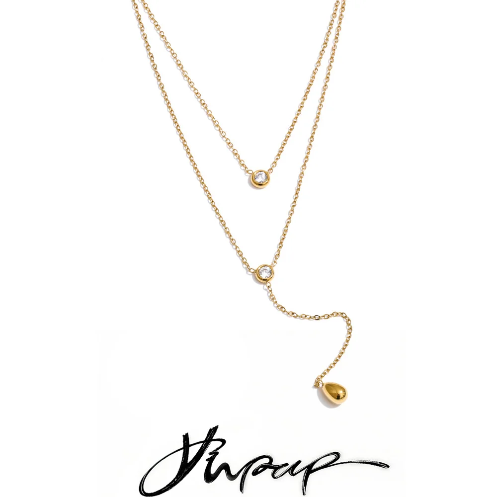 Yhpup Thin Stainless Steel Necklace Women Fashion