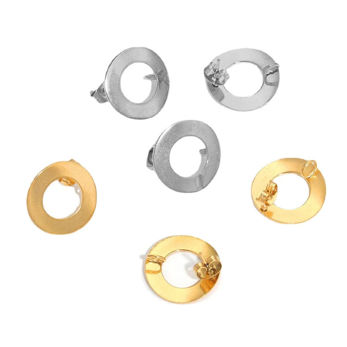 Stainless Steel 18mm Round Stud Earrings with Hanging DIY Earring Accessory 5