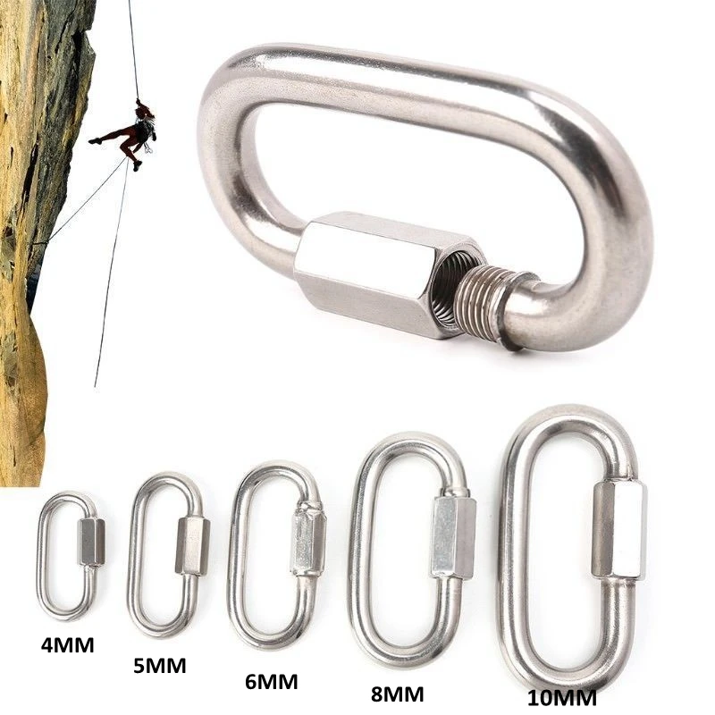 Climbing Carabiner 1PC Stainless Steel Lock Screw Climbing Gear Carabiner