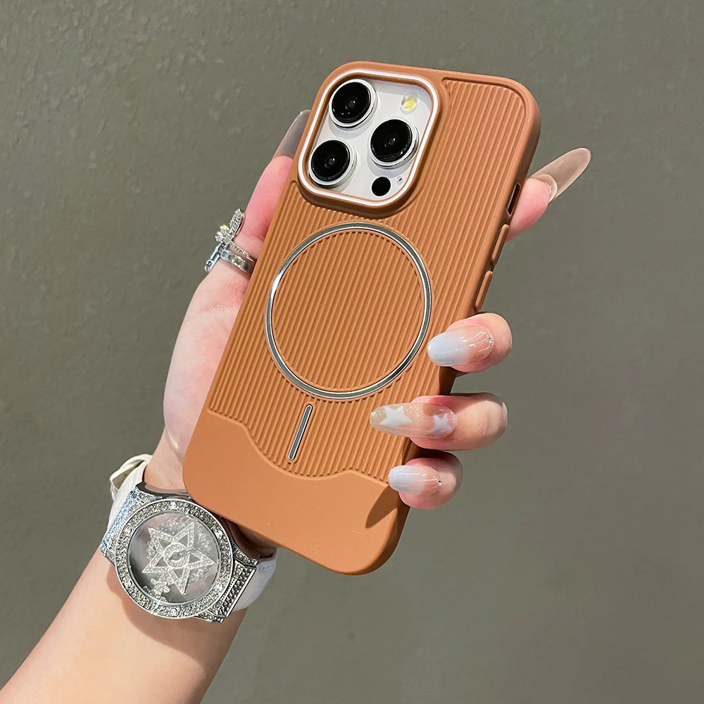 Luxury Vertical Striped Magnetic Phone Case - Color Stripe Protective Cover