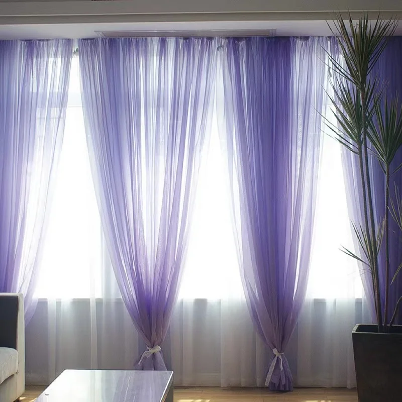 Sheer Curtains Window Curtains Decor Curtains Solid Color Multicolor Bay Window Screening Door Curtains Drape Panel Sheer Tulle for Living Room Wedding Decoration