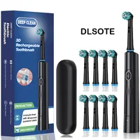 Rotating Electric Toothbrush Black White for Adults with 4 Brush Heads Deep Clean with Rechargeable Power and 2 Min Smart Timer 1