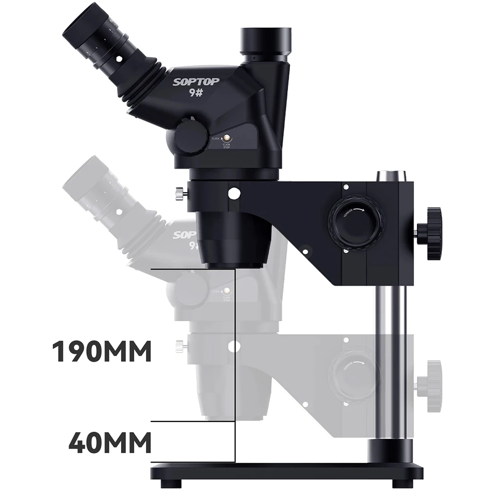 소프탑 9    삼안 HD 현미경, 고정밀 광학 줌, 6.7-4.5X 연속 줌 150MM, 스테레오 현미경