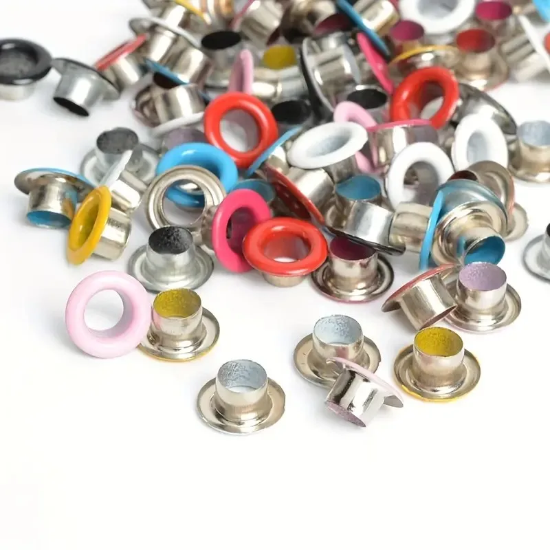 Scrapbook Eyelet Random Mixed Color Metal eyelets for Scrapbooking DIY embelishment garment clothes bag shoes eyelets 100pcs 4MM