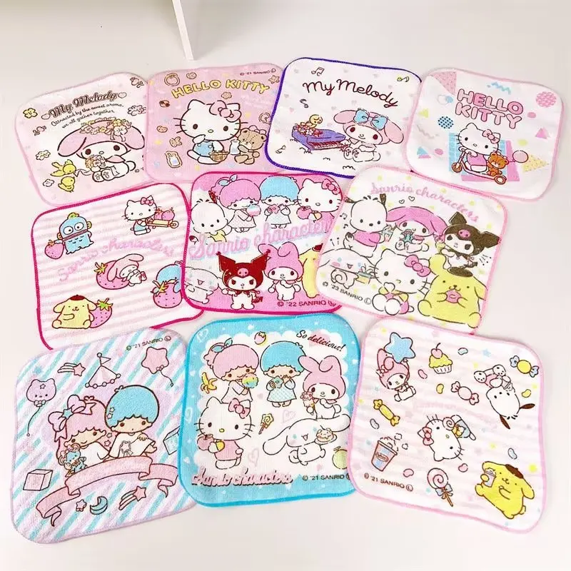 

Kawaii Sanrio Anime Towel Cute My Melody Littletwinstars Kuromi Hello Kitty Ins Cartoon Soft Cotton Face Towel Gifts for Girls