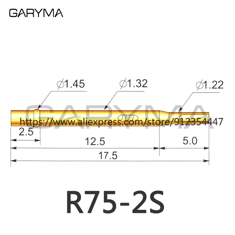 100Pcs P75-A2 P75-B1 P75-1D P75-D2 P75-D3 P75-E2 P75-E3 P75-F1 P75-G2 R75-1S R75-2S 3S Spring Test Probes Pogo Pins Receptacle image 9