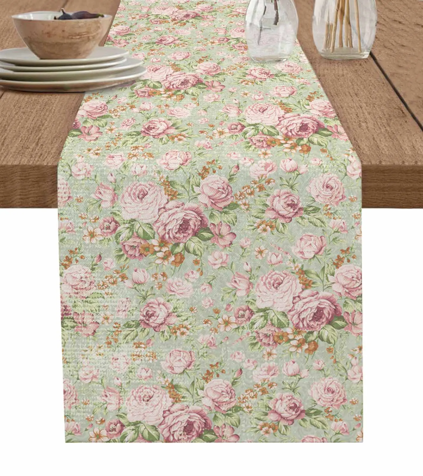 

Цветочная ретро-Настольная дорожка, Свадебный декор, настольная дорожка, домашняя фотография