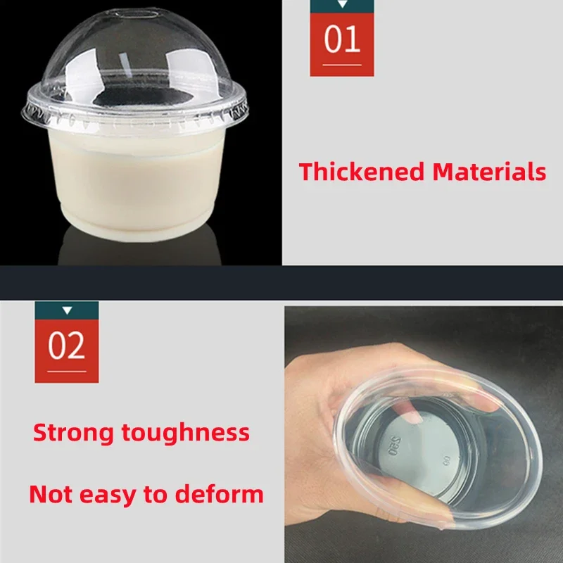 Plastic Cups Dessert Cups Plastic Dessert Cups 50pcs 250ML 300ML Pudding Cups Lids Plastic Boxes Ice-Cream Mousse Dessert Picnic Party Packing