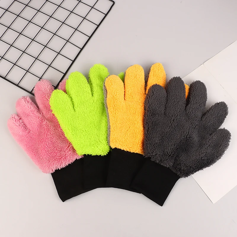 5-Finger Car Washing Glove Double-Faced Microfiber Auto Cleaning Mitt Scratch-Free Soft Car Care Detailing Wash Gloves
