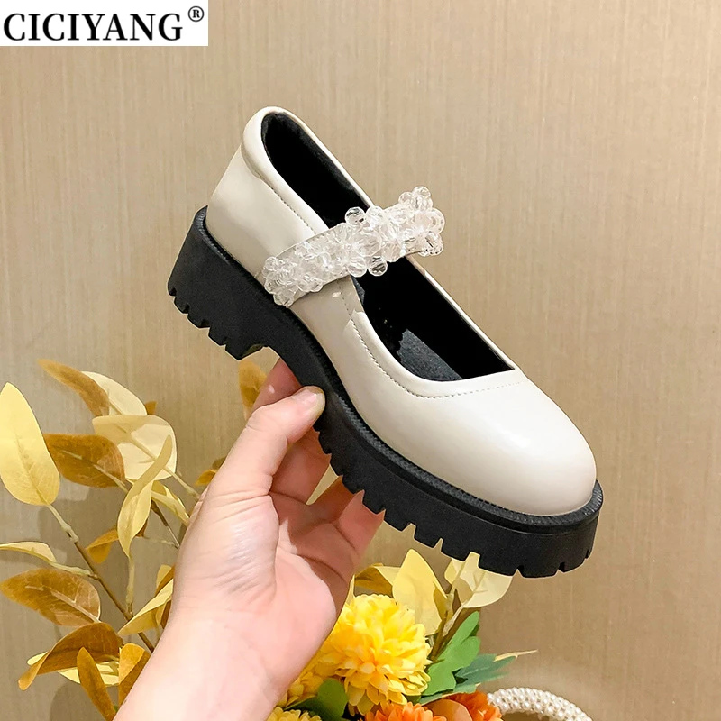

CICIYANG Mary Jane Genuine Leather Shoes Women 2024 New Autumn Ladies Chunky Platform British Style High Heels Single Shoe 40 41
