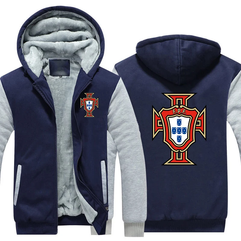 Portugal Hoodies Men Coat Winter Warm Fleece Portugal Sweatshirts Jacket Streetwear 4
