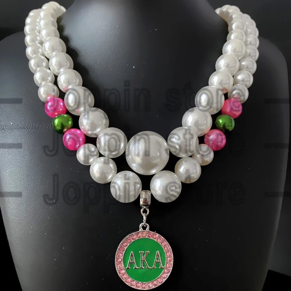 Exquisite greek letter society ALPHA sorority pendant multilayer imitation pearl beads handmade necklace choker