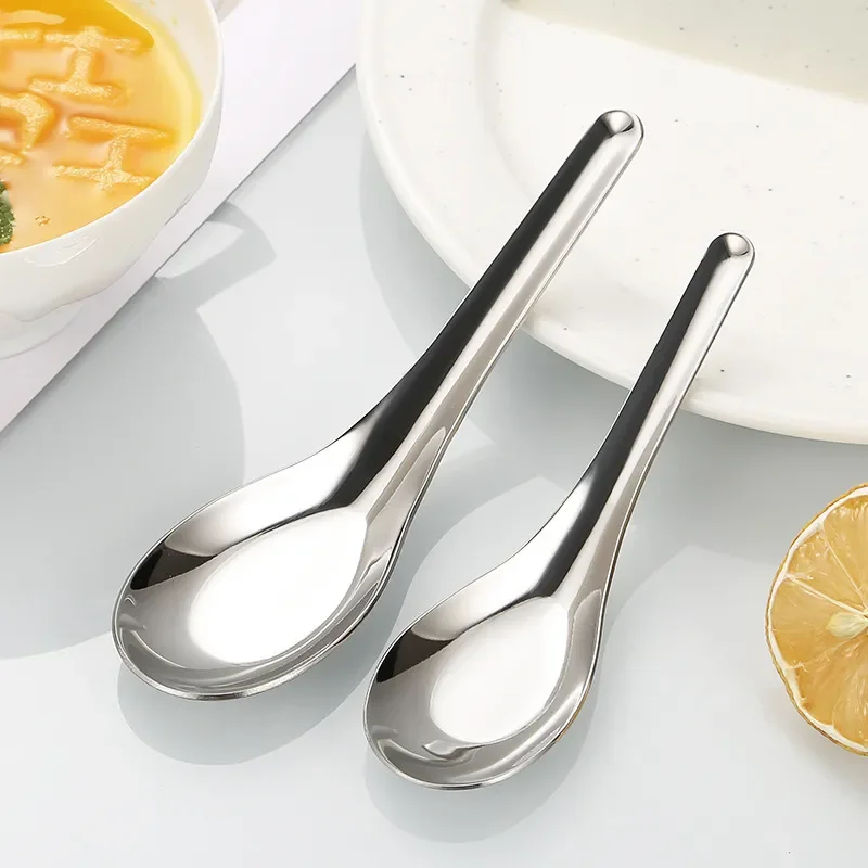 304 Stainless Steel Thickened Soup Spoon Flat Bottom Large