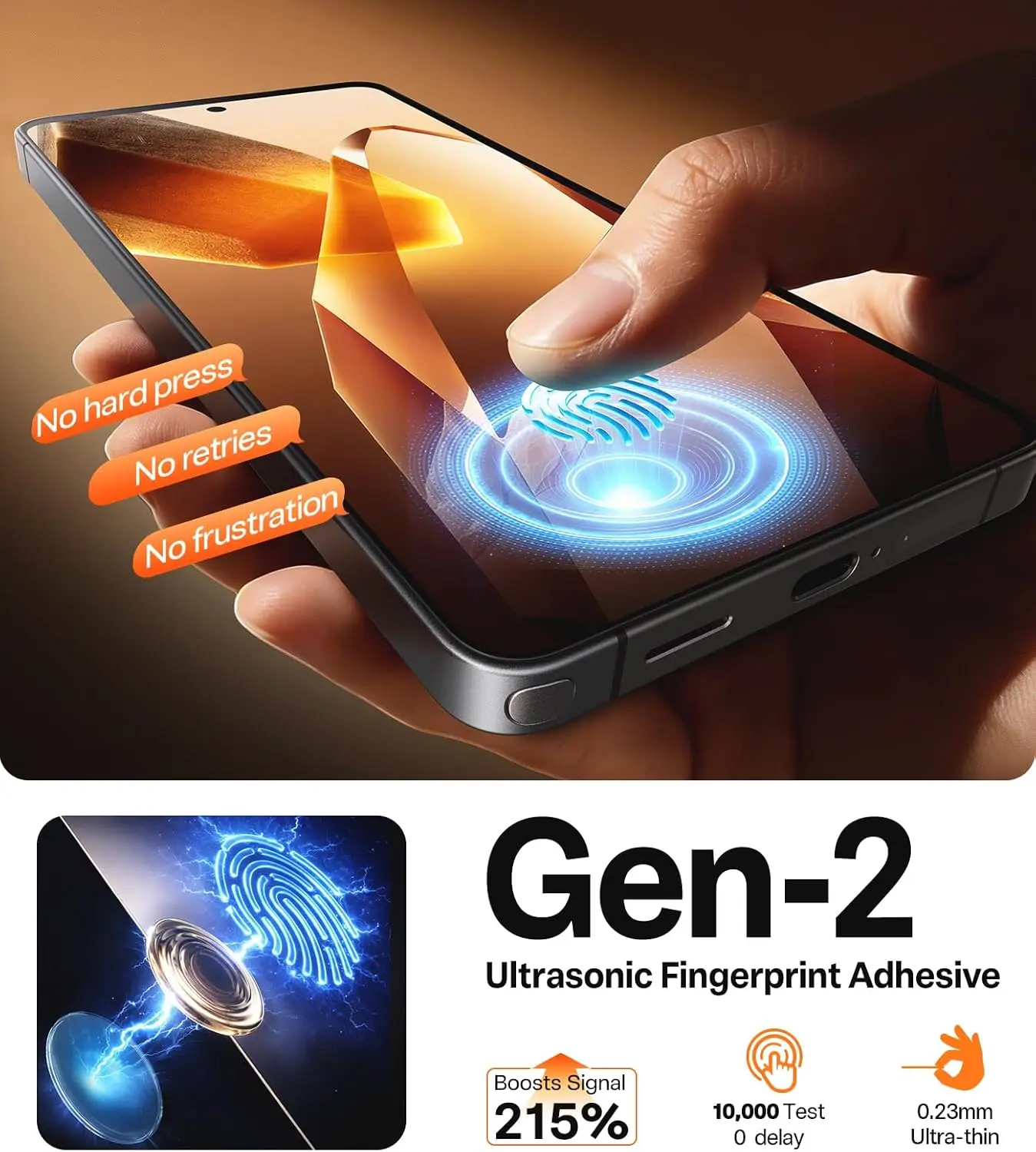 Premium Tempered Glass Screen Protector [No.1 Military-Grade] [12 FT Shatterproof] 9H+Touch - 2-Pack