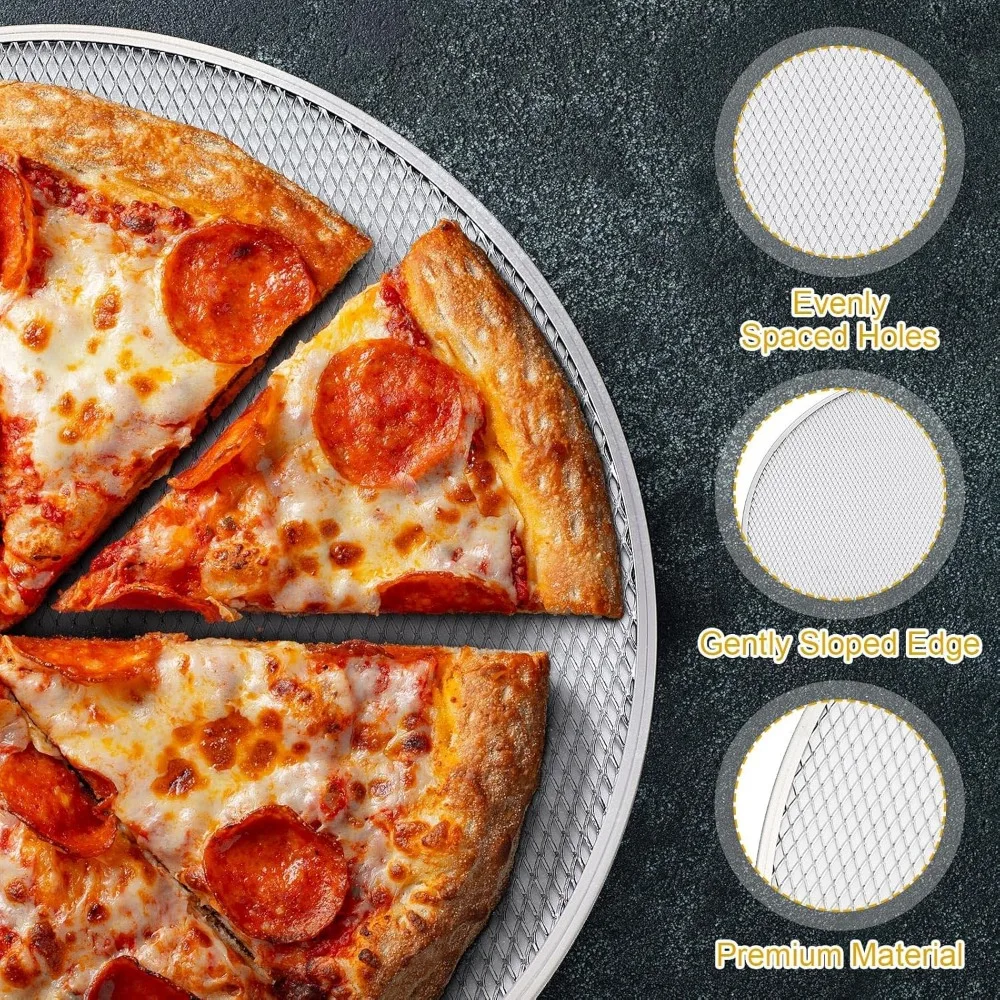10/11/12/13in Pizza Pan Perforated Stainless Steel Nonstick Pizza Wire Mesh Tray Kitchen Bakery Restaurant BBQ Party Supplie pizza bakeware