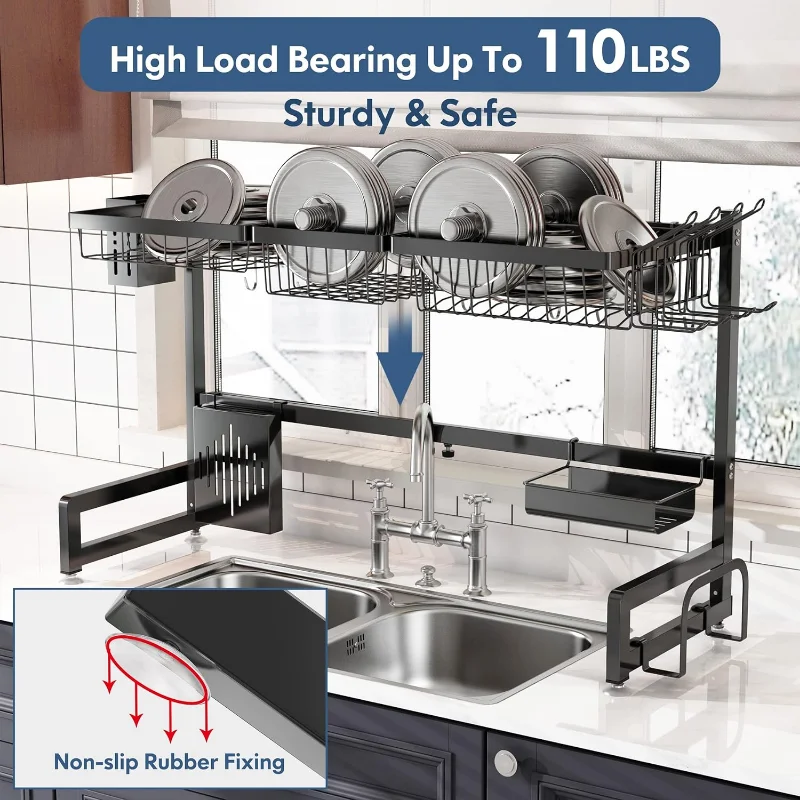  romision Over The Sink Dish Drying Rack, 2-Tier