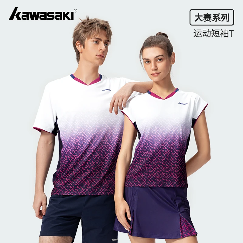 Kawasaki Clothing New Men's Sweat Wicking Breathable Casual Badminton Clothing Top Women's Sports