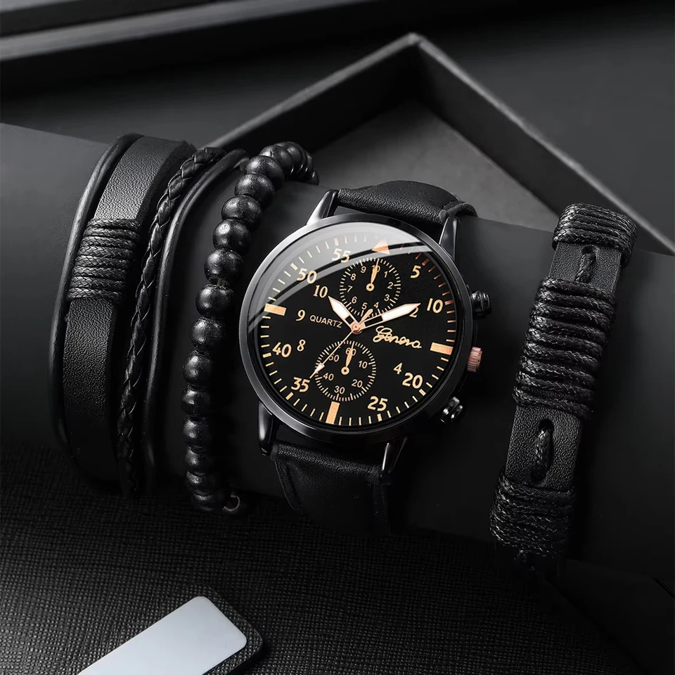 Montre-bracelet Analogique Quartz GT Noire - Cadran 44 Mm, Bracelet Caoutchouc, Neuve NOS