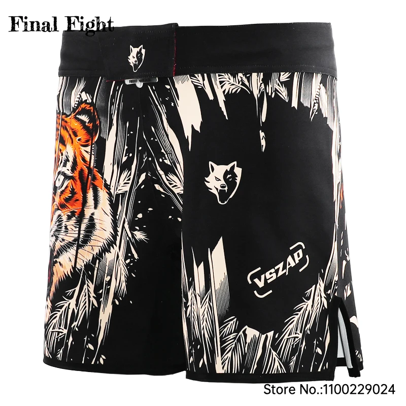 MMA Shorts Vszap Tiger Fight Shorts Men Women Muay Thai Boxing Pants Martial Arts Grappling Fighting Kickboxing Training Trunks
