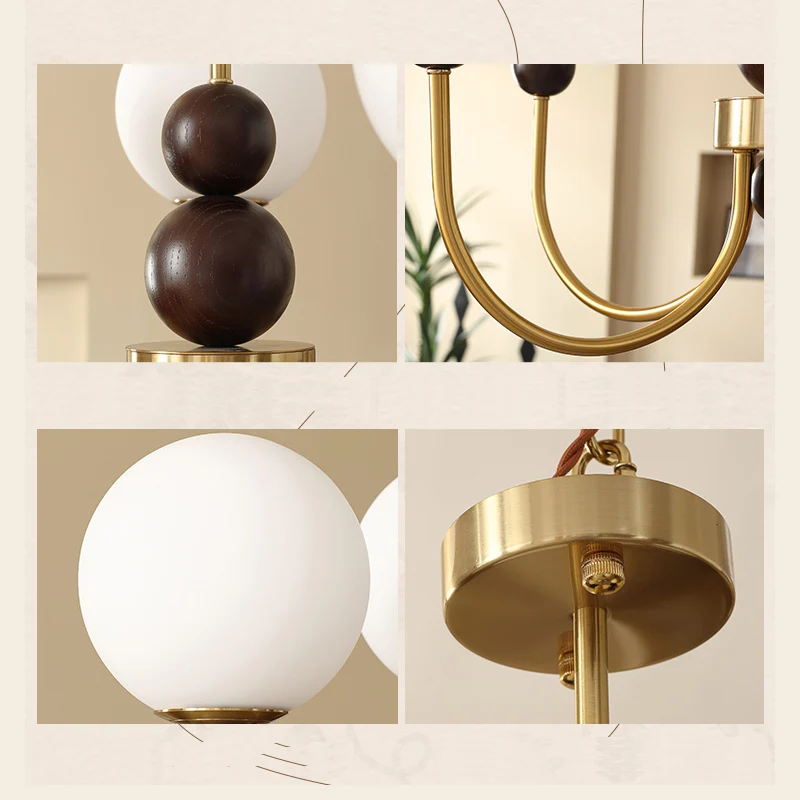 French medieval chandelier magic bean cream wind lamp American retro living room and study lamp