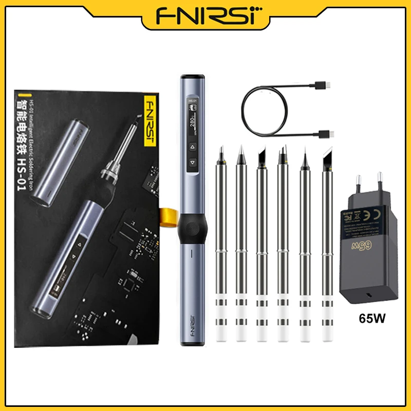 Паяльник FNIRSI HS01, портативный паяльник с интерфейсом TYPE-C и цифровым дисплеем, регулируемый, быстрый нагрев, оригинал