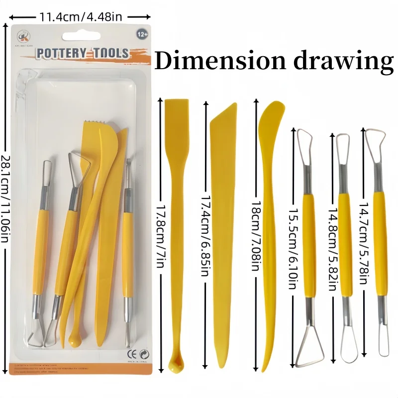 Pottery tools 6 plastic carving knives clay diy art scraper modeling tools set