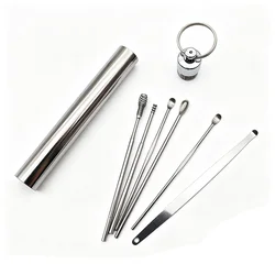 Compact Six - Piece Ear Cleaning Set for Adults - Convenient and Portable Ear Care Solution (Silver - 6PCS)