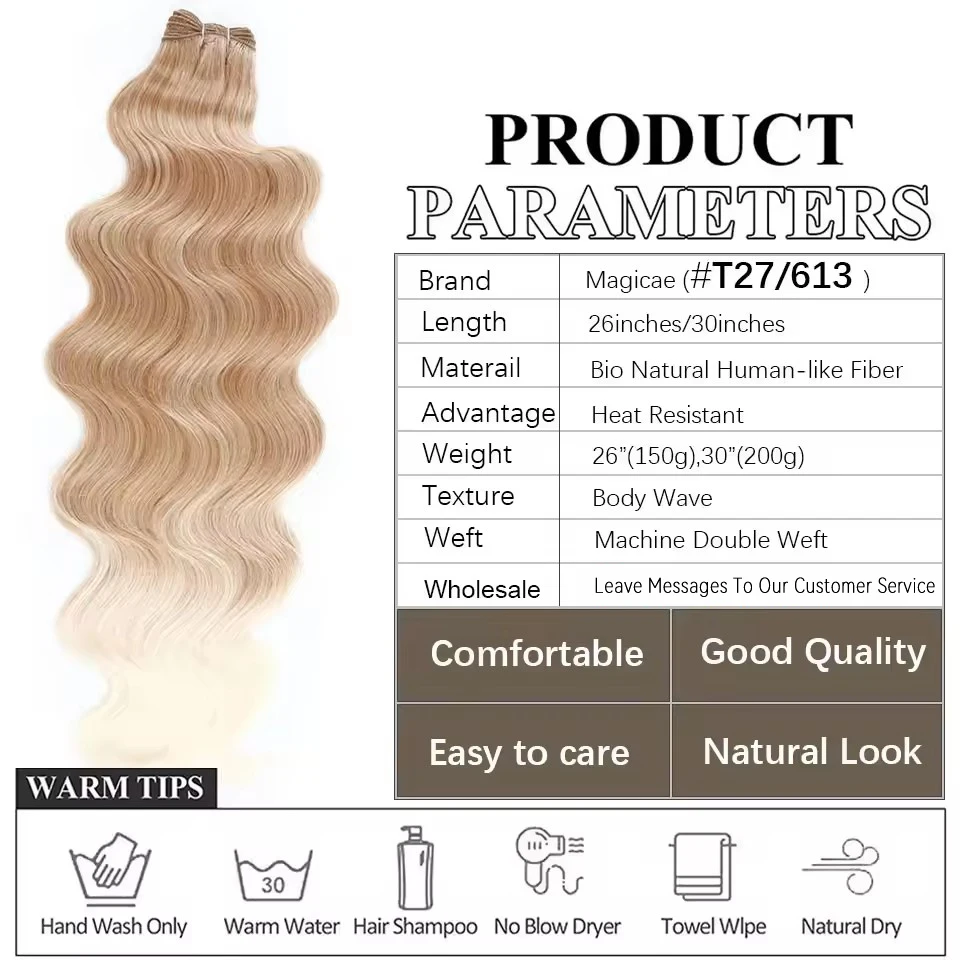 Magicae 30Inches 200G Piano Blonde SP12/16/613 Ombre Brown 6# Body Wave Bundles High Temperature Synthetic Hair Extensions 3