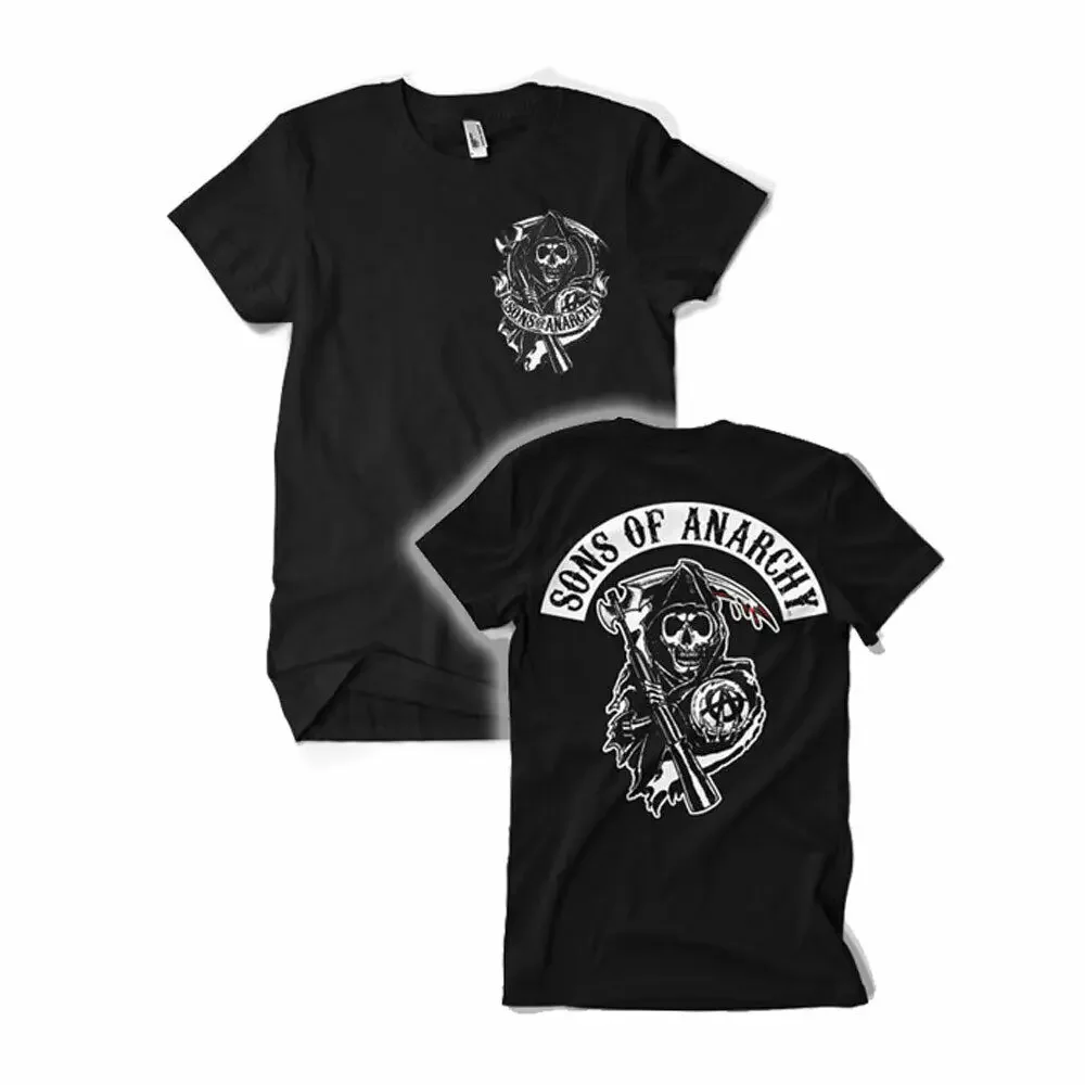 

Vintage SOA Grim Reaper Symbol Motorcycle Rider T-Shirt 100% Cotton O-Neck Summer Short Sleeve Casual Mens T-shirt Size S-3XL