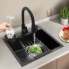 Stainless Steel  Kitchen Sink with Pull-Out Faucet Multi-functional Kitchen Sink Dish Basin Sink 50*45cm 3