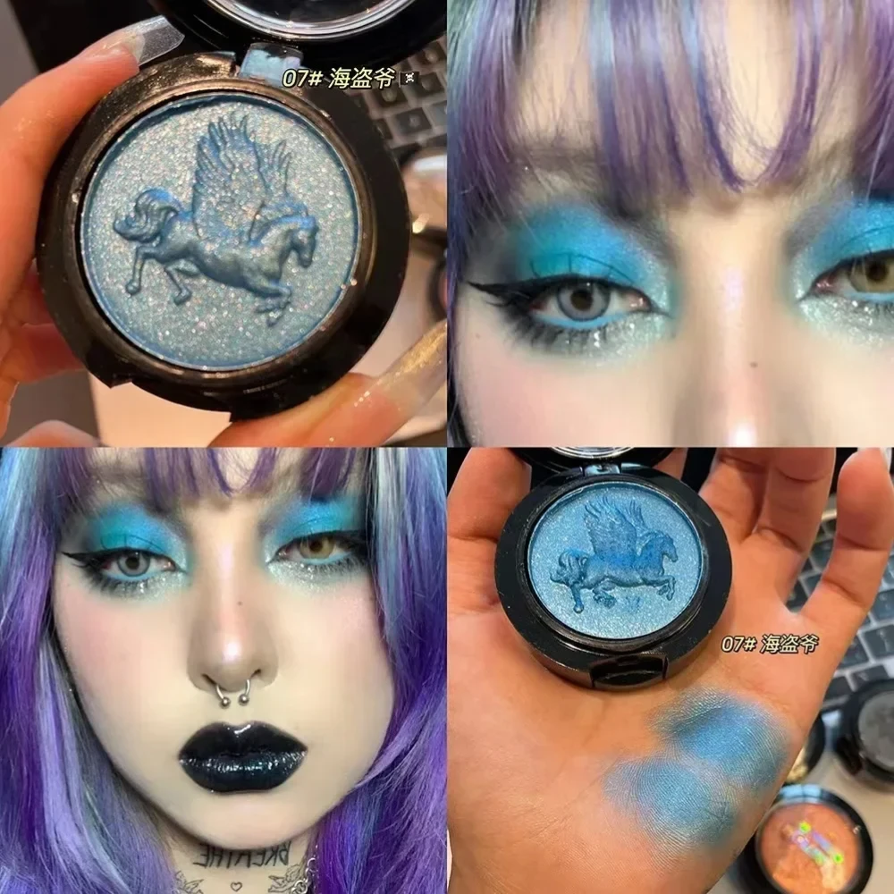 3D Relief Glitter Eyeshadows Powder Metallic Ultra-Fine Highlighters Chrome Shiny Powder Multifunction Women Make Up Blue Purple Eye Shadow