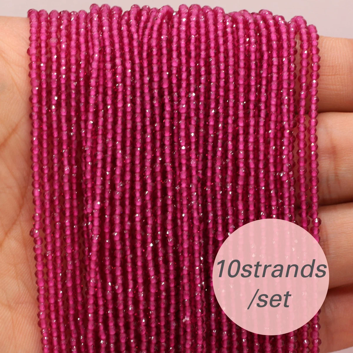10 stränge/lot Facettierte Spinelle Stein Glas Perlen Runde Micro Kristall Lose Perlen für Armband Halskette Schmuck Machen Zubehör – Detail 6