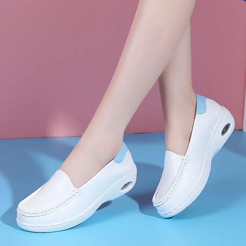 Small White Shoes Female Autumn 2023 Autumn and Winter Leather Casual Flat Nurse Shoes Cotton New Flat Single Shoes