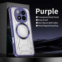 Enhanced Transparent Magnetic Phone Case - Heavy Duty Shockproof Silicone + PC Back Cover for POCO M8 Pro 5G (PURPLE)