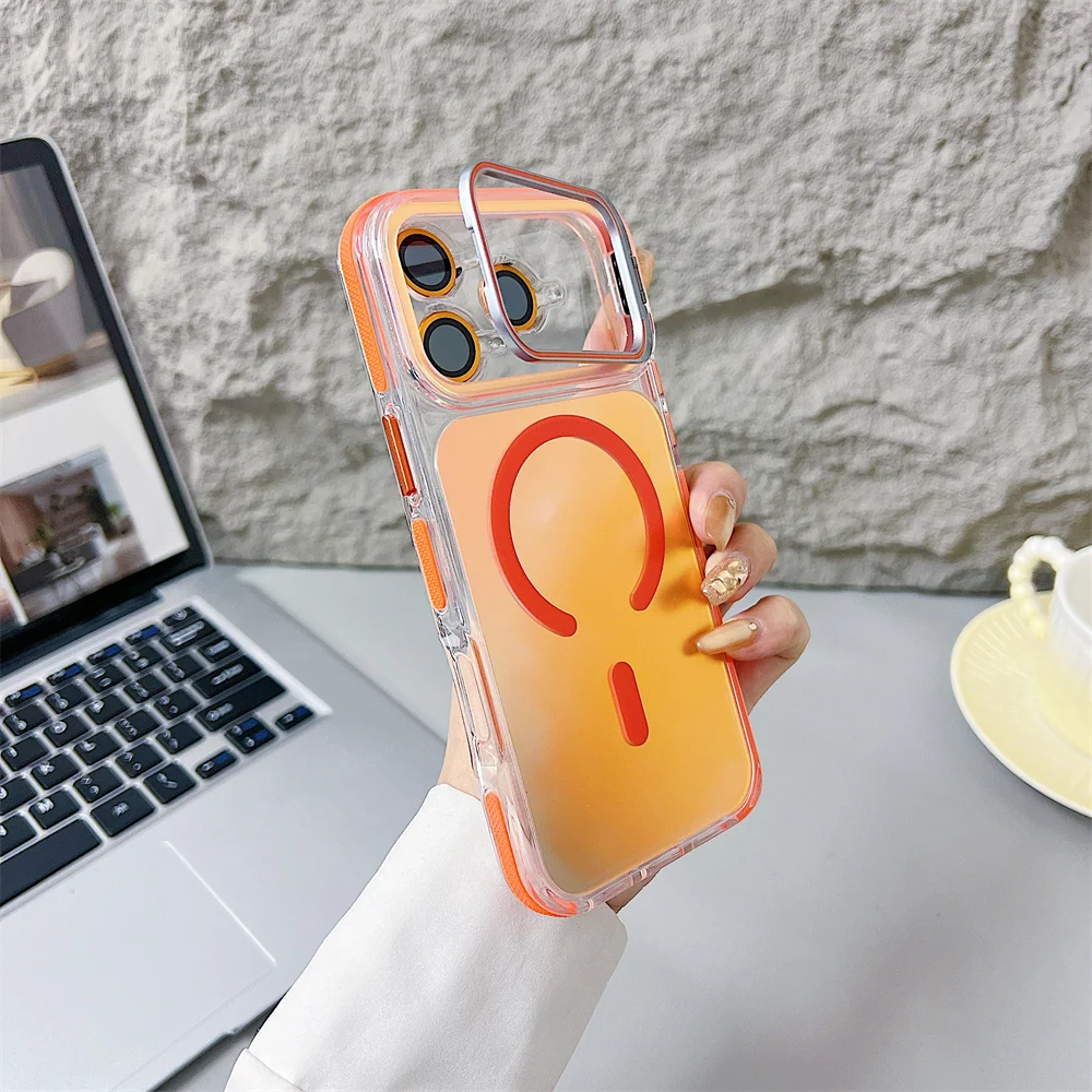 Luxury For Strong Magnetic Kickstand Case For Iphone 17 Pro Max Air 16 15 Plus 14 13 12 11 Lens Film Protective_voghion.com