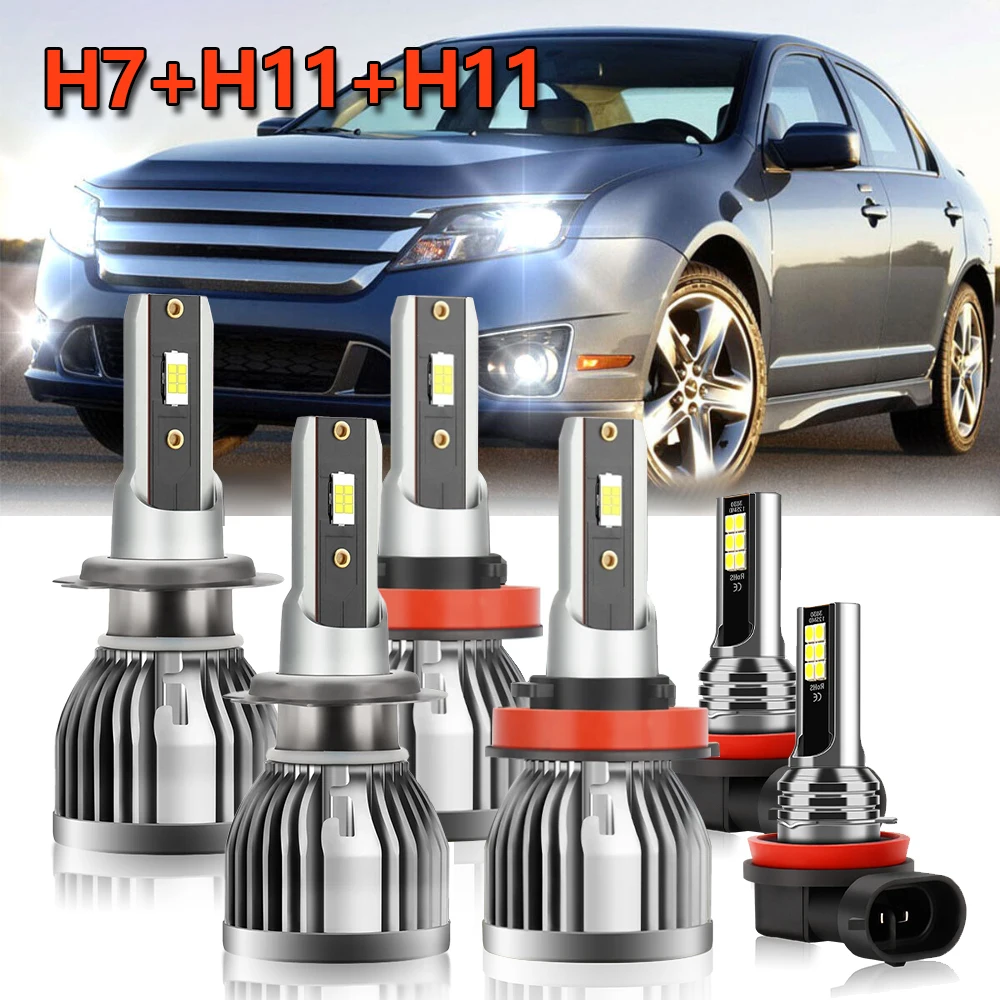 

Combo LED Headlight Fog Light Bulbs H7 H11 Car Conversion Kit White Lamps For Ford Fusion 2006-2011 2012 2013 2014 2015 2016